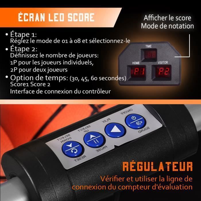 COSTWAY Gioco arcade pieghevole, 2 canestri da basket, 4 palloni, pompa di gonfiaggio, sistema di punteggio, 8 modalità, da 1 a 4 giocatori, grigio