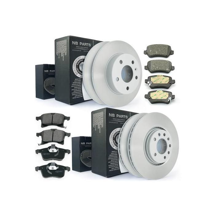 4 discos y pastillas de freno delanteros y traseros para Opel Astra H Zafira B