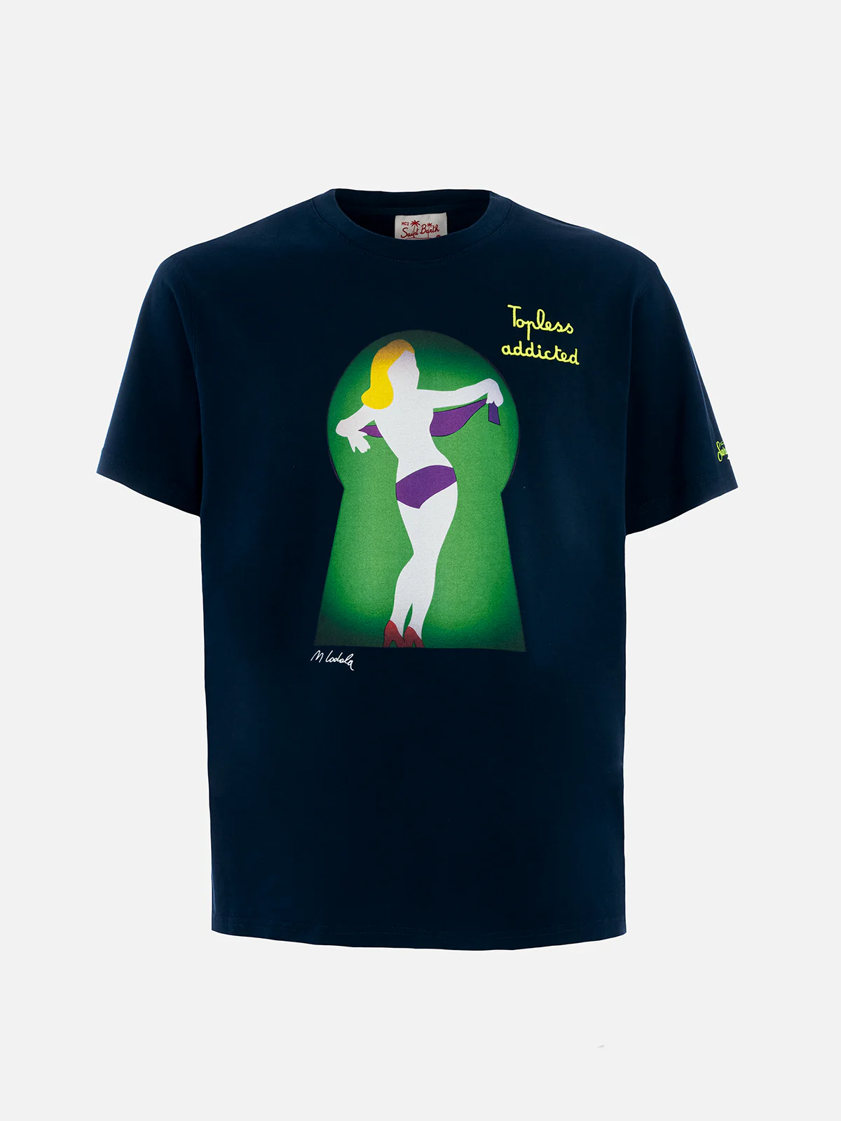 T-shirt da uomo in cotone con stampa piazzata e ricamo Lodola | MARCO