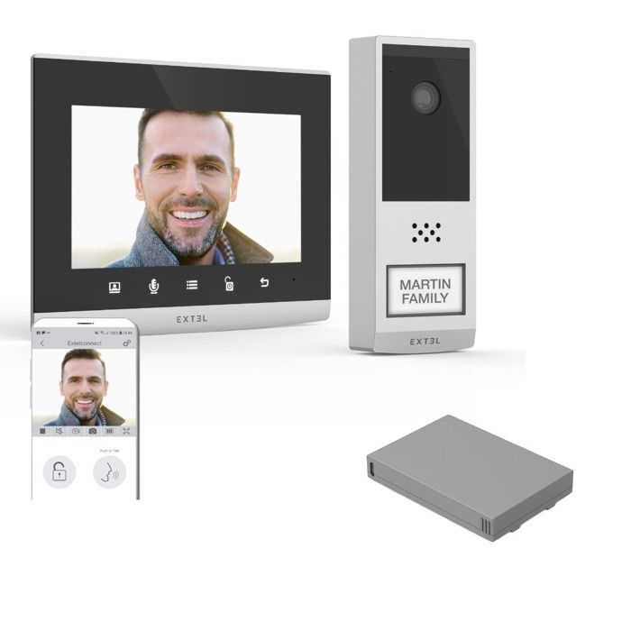 Kit de videoportero inalámbrico Wave 2 + 1 batería adicional - Extel