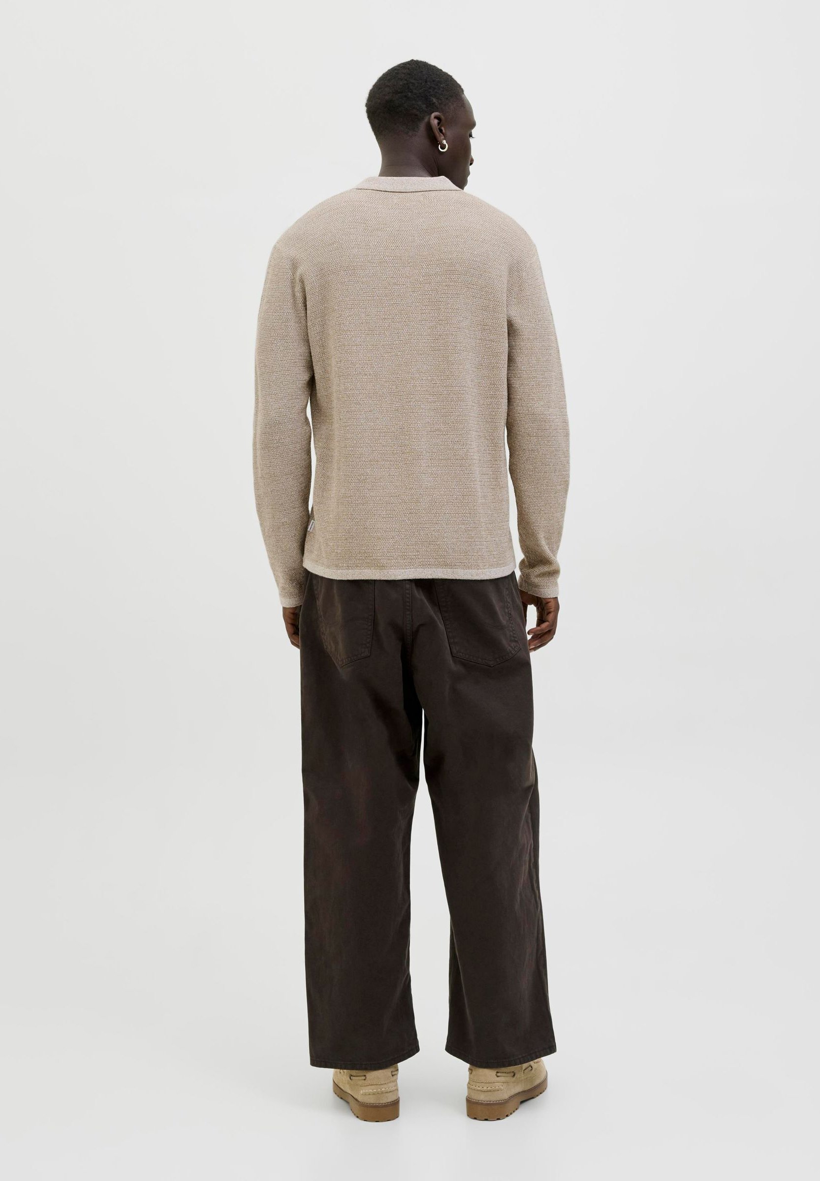 Polo Jack & Jones JJEGEORGE LS SN - détail coriandre et blanc