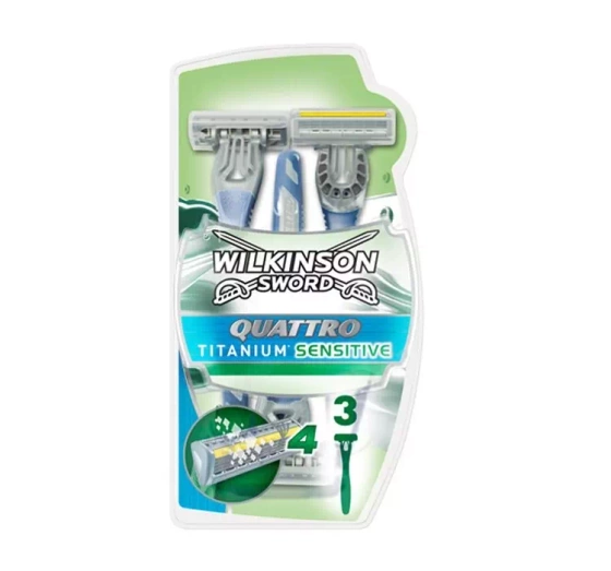 Wilkinson Sword Quattro Titanium Sensitive jednorazowe maszynki do golenia dla mężczyzn 3 sztuki