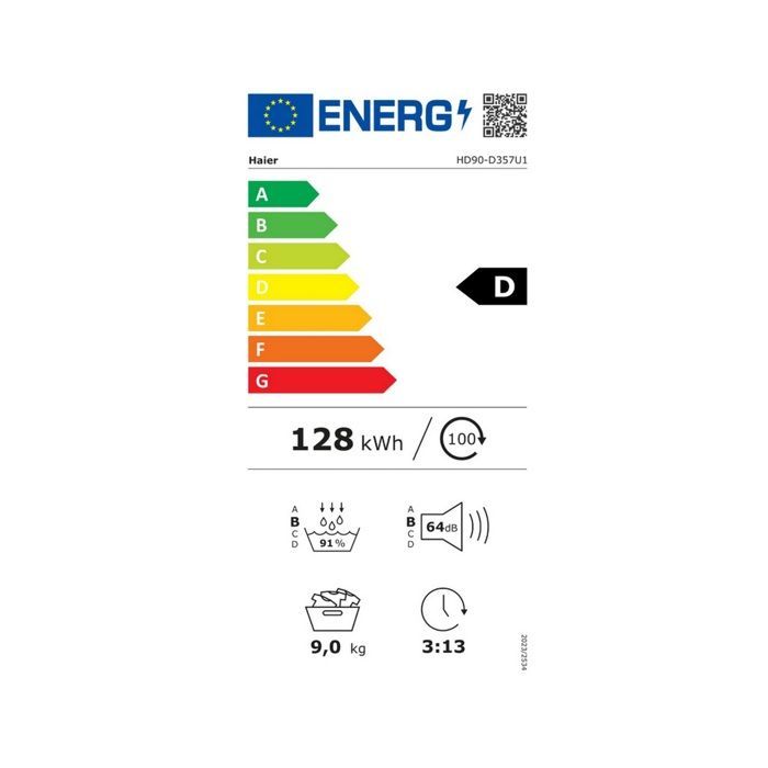Haier 60 cm 9 kg Wärmepumpen-Wäschetrockner - HD90-D357U1FR