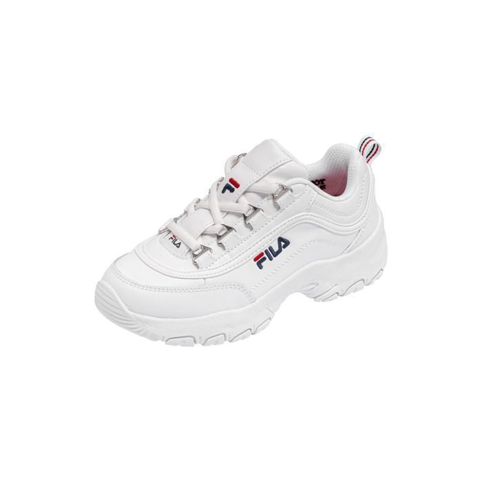 FILA Strada Low — Basket enfant fille blanche synthétique à lacets, 2 tirettes