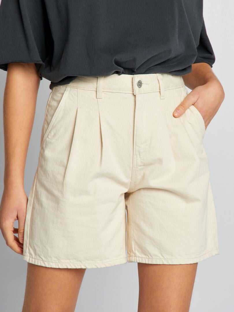 Lange denim shorts - BEIGE