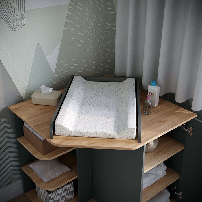 Kristian changing table 85x77.3cm with 3 closed compartments Anthracite/Artisan Vicco 57890