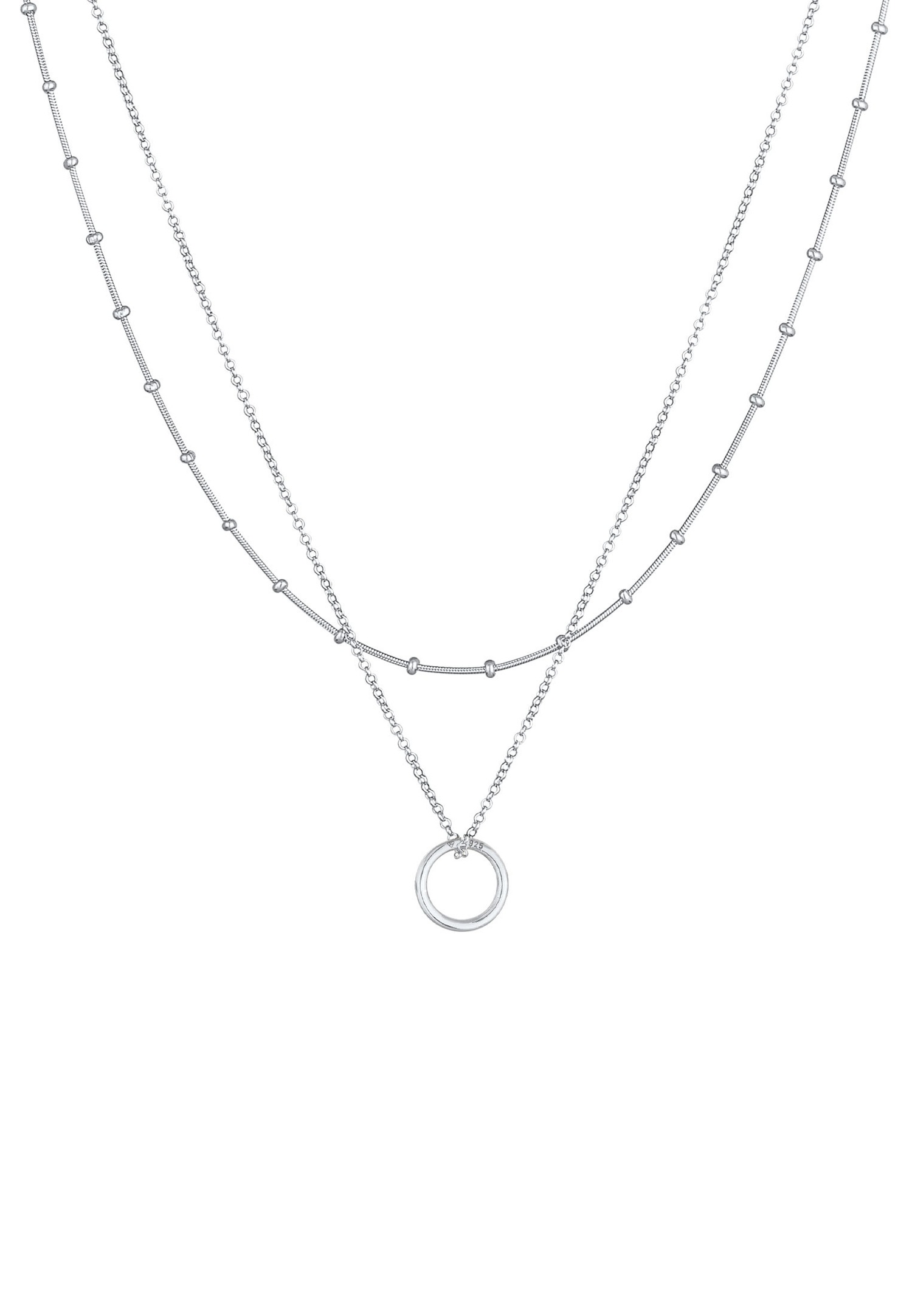 Elli Pendentif rond en chaîne boule pour dames intemporel en argent sterling 925
