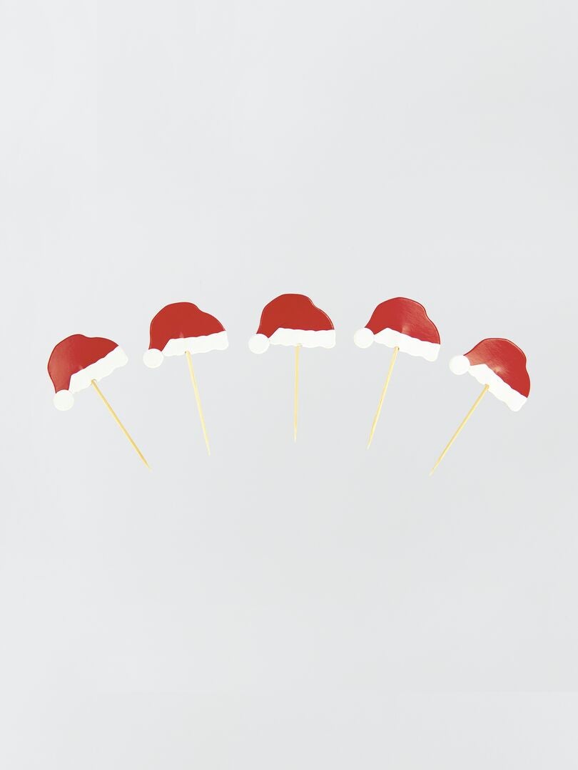 Conjunto de 10 palitos de dente para coquetéis natalinos - VERMELHOS