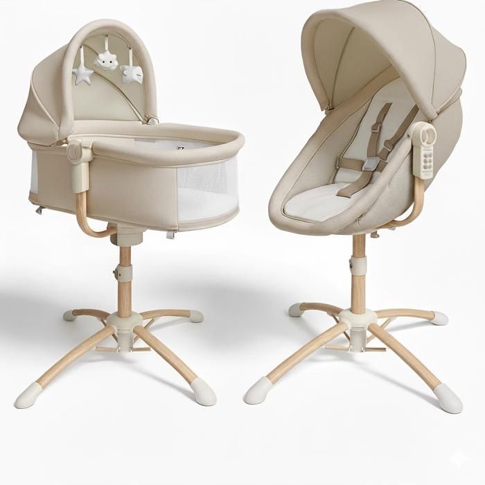 Altalena per neonati BEBE2LUXE Louna 4 in 1: sdraietta, culla, seggiolone, altezza regolabile, 6 velocità, vibrazione, USB/MP3