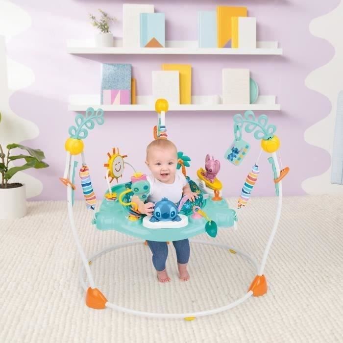 DISNEY BABY -STITCH- Aire d'éveil bébé multi-jouets, siège sauteur à rebonds évolutif, pivotant à 360°  10 jeux interactives Disney