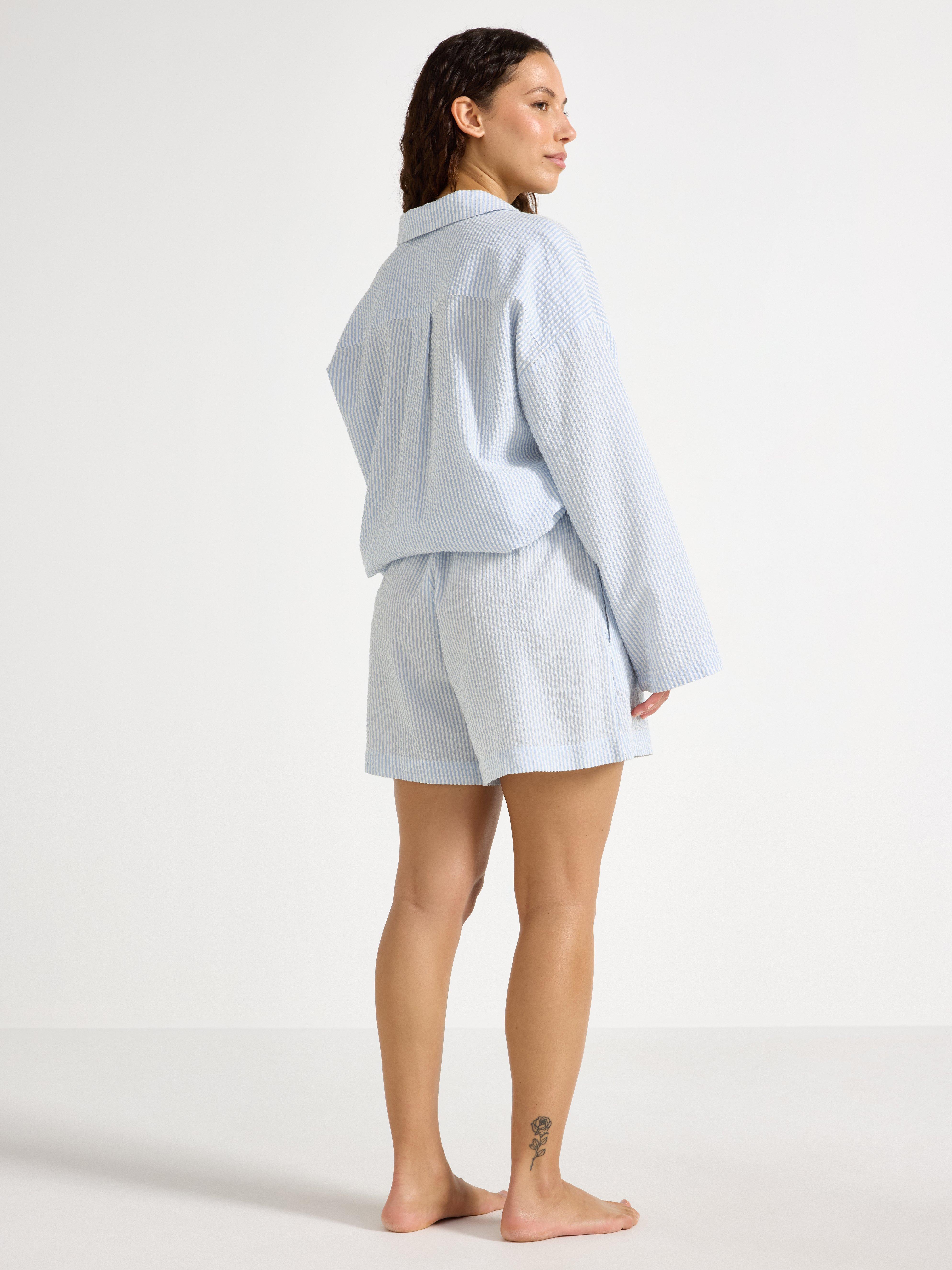 Pyjamasshorts i bekkeblå