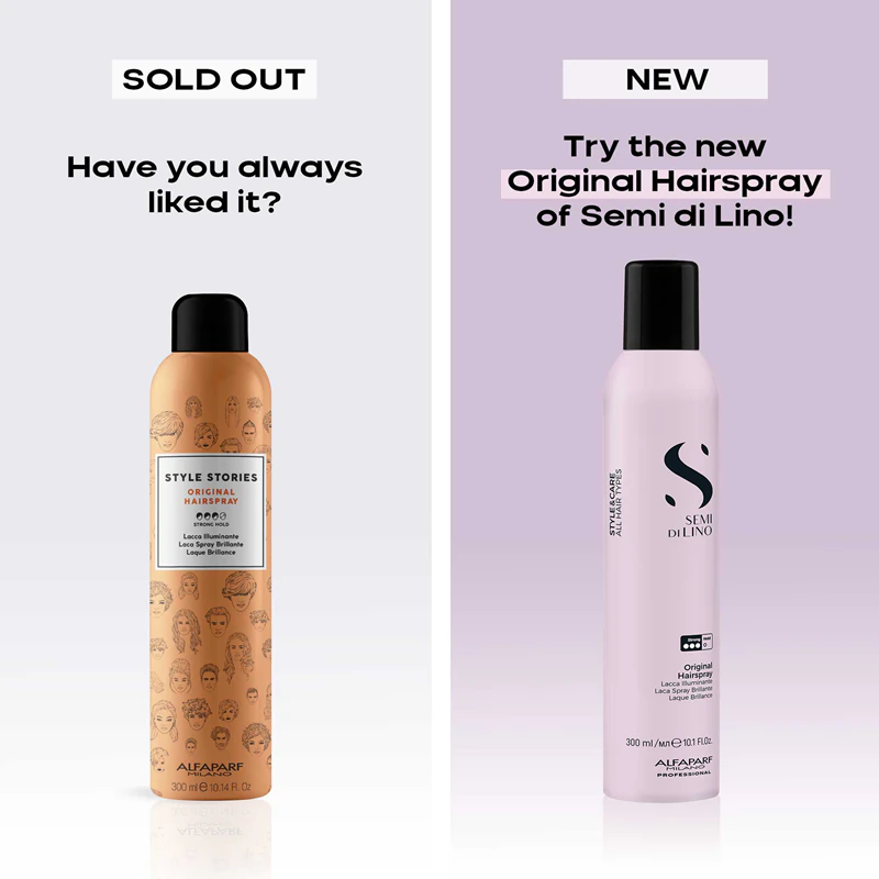 Spray de cabelo Alfaparf Milano Semi di Lino Style&Care Original com brilho intenso.