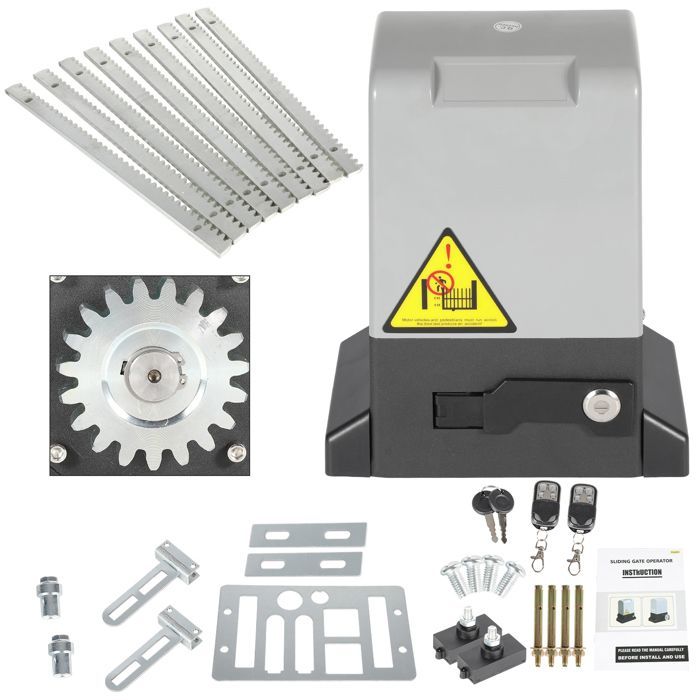 Tubiaz Motorisation pour portail coulissant Moteur de 550W jusqu'à 1200kg Ensemble Avec télécommande + clé