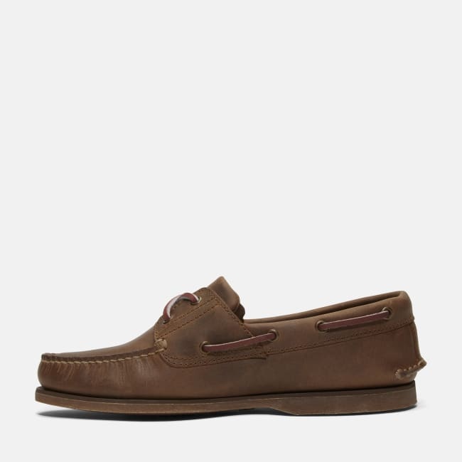 Scarpa da Barca in Pelle Classic da Uomo in                marrone scuro