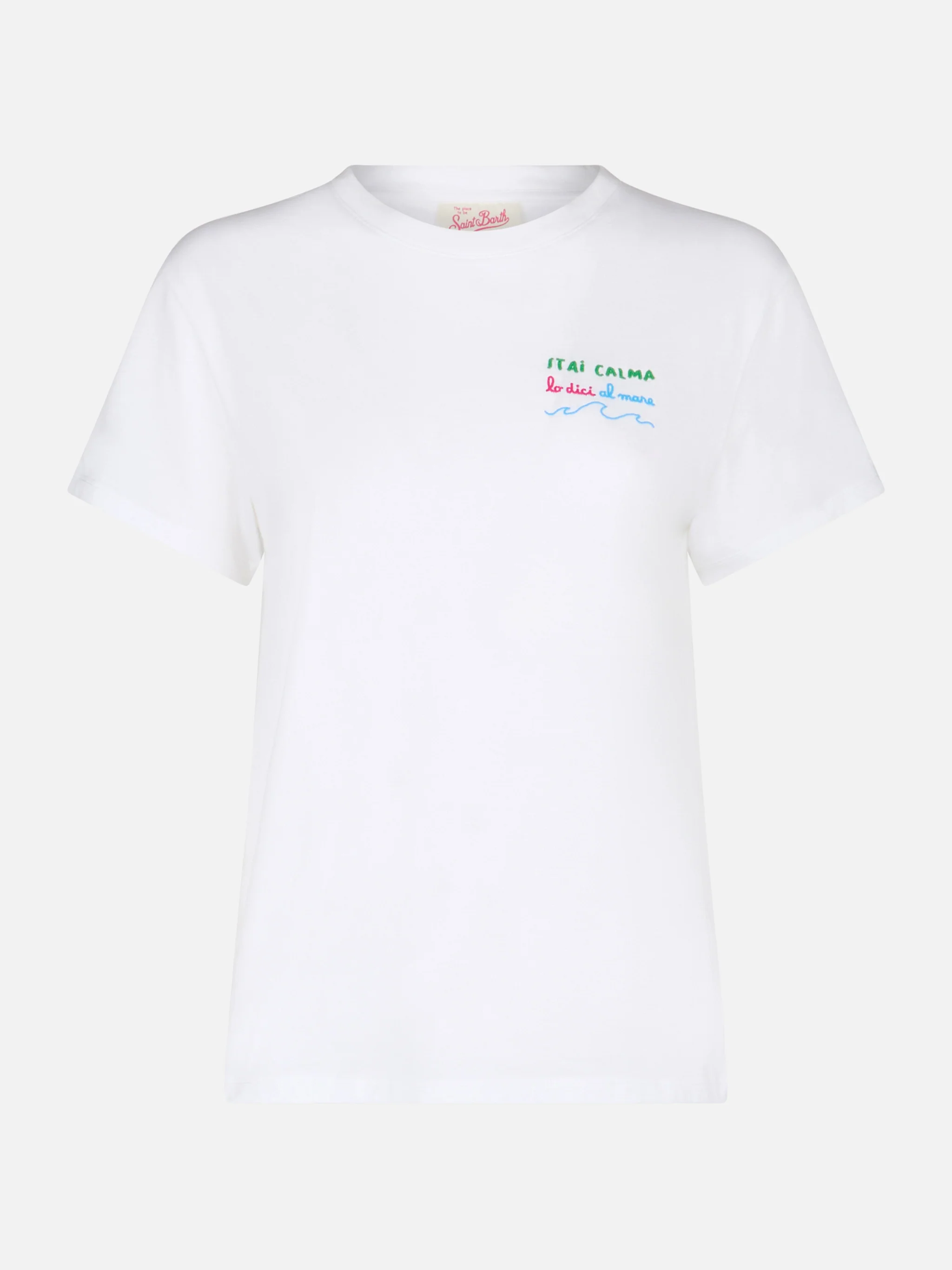 Emilie dames T-shirt met ronde hals van katoenen jersey met Stai-borduurwerk.