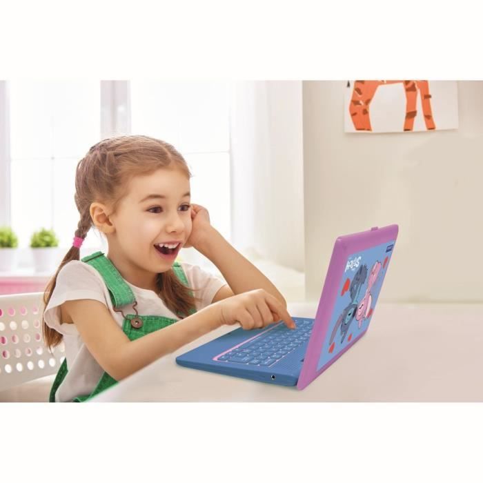 Ordinateur EXCLUSIF éducatif bilingue Stitch et Angel – 124 activités (Français-Anglais)