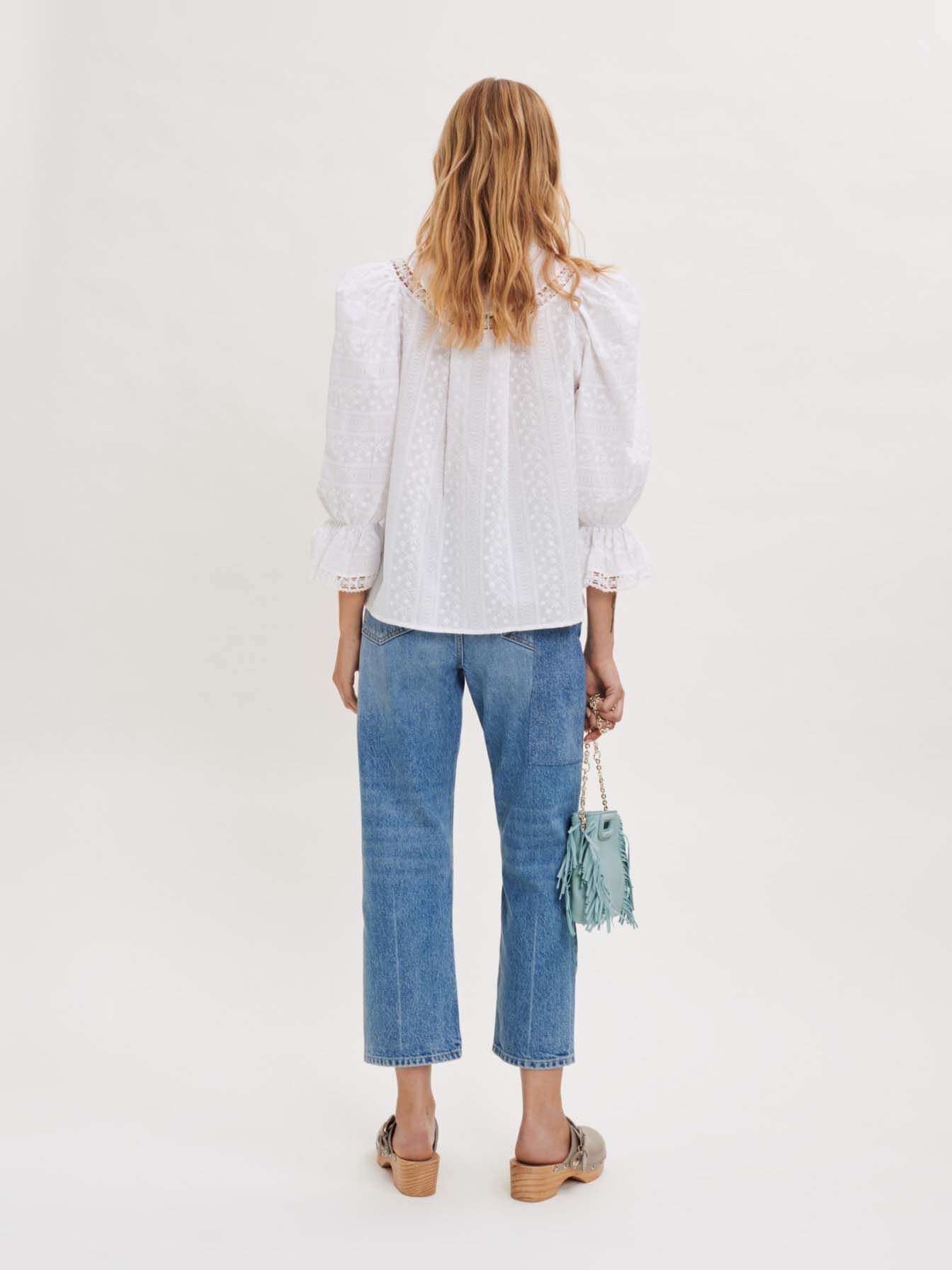 Geborduurde katoenen blouse - Wit