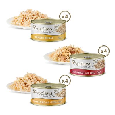 Applaws Adult Mischpackung Katzenfutter in Brühe, 12 x 156 g