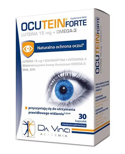 Ocutein Forte, Suplement diety zawierający składniki wspomagające wzrok, Kapsułki