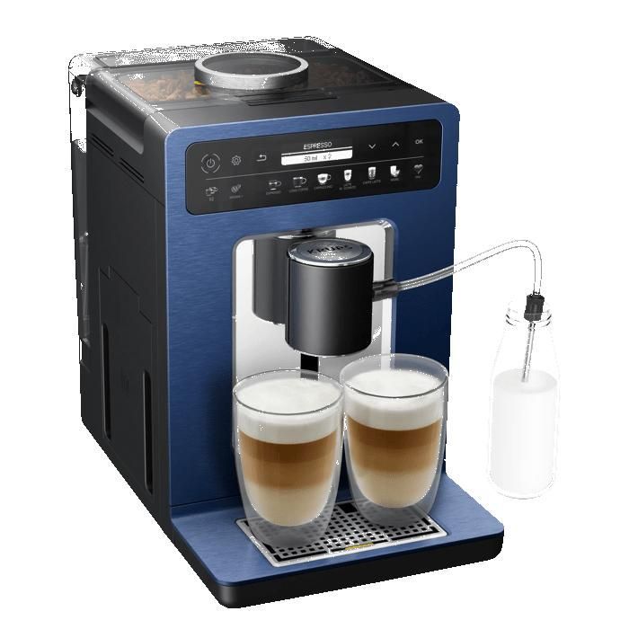 KRUPS Bean-to-Cup Coffee Machine, Brushed Blue Aluminum, EVIDENCE by WILMOTTE EA89W410