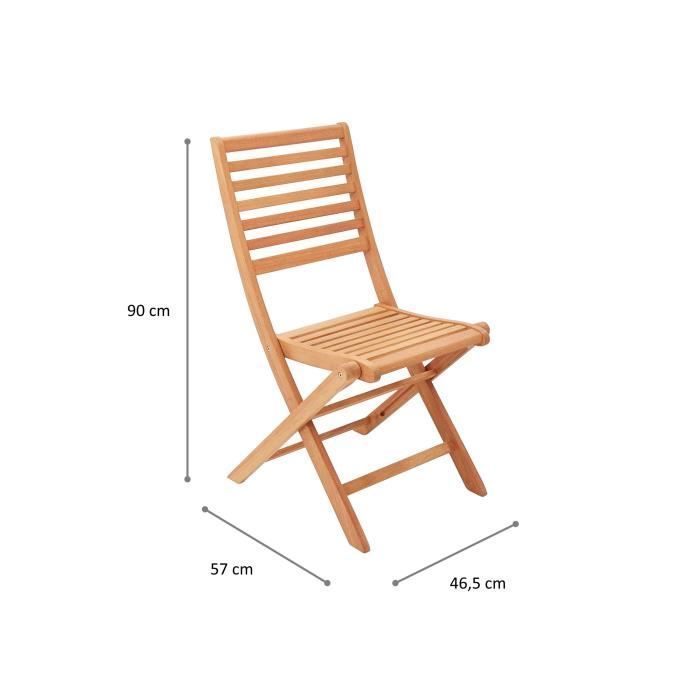 Juego de 2 sillas plegables de jardín - EDEN - Madera de eucalipto con certificación FSC - 57,5 x 46,5 x 90 cm (alto)