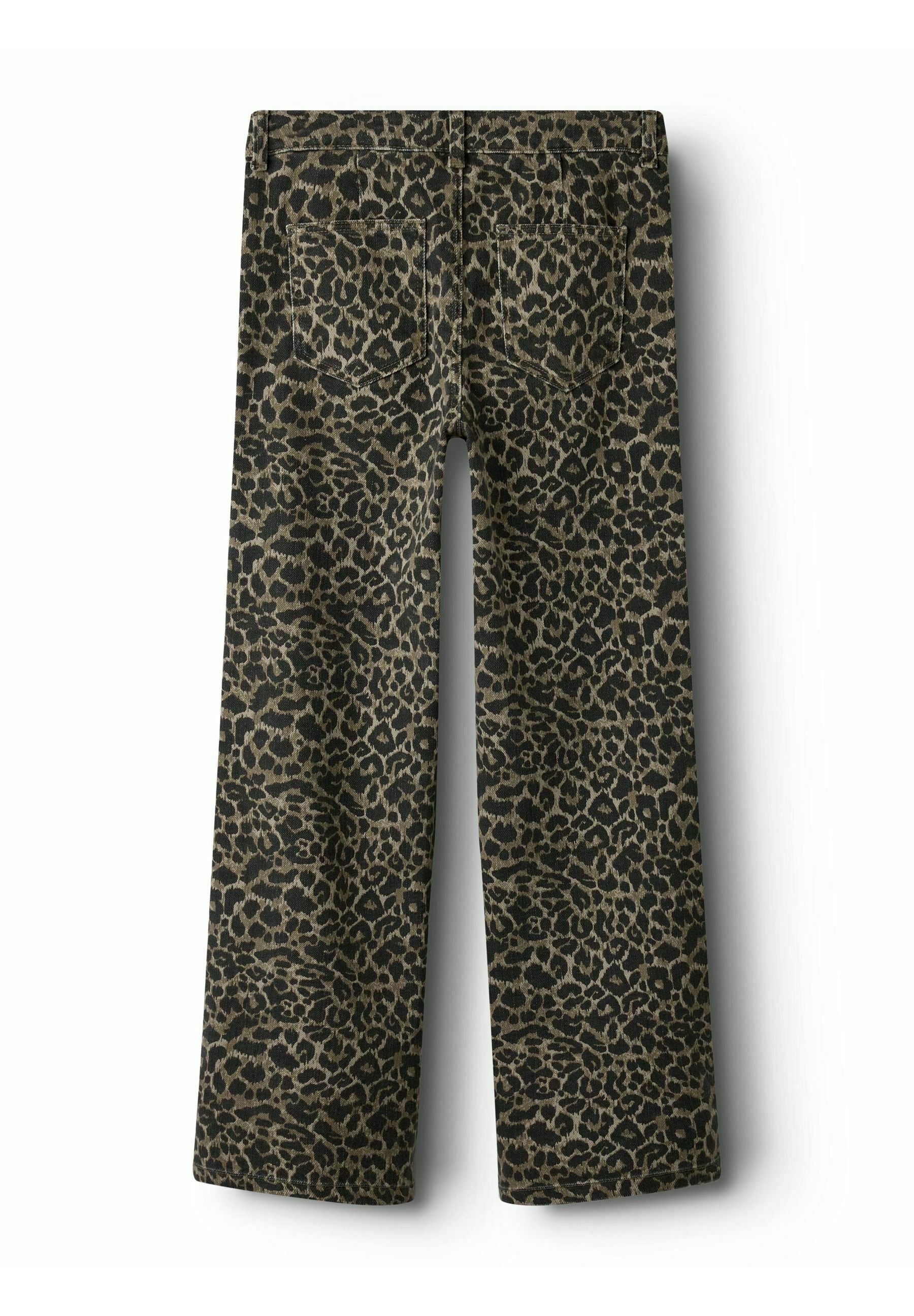 Calças Two Soon Wide Fit Leopard Print - cor bege