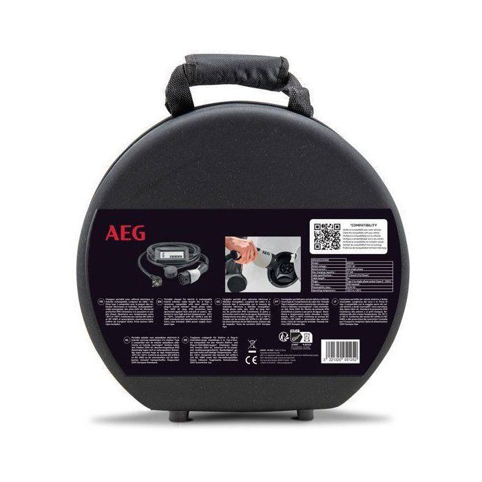 Chargeur portable véhicule électrique & hybride - AEG - Type 2 - Monophasé, 16A, 230V AC - Prise secteur 230V européen - L : 5m.
