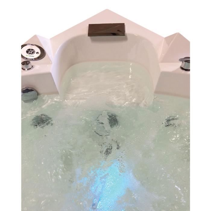150 x 150 cm corner whirlpool bath with high-quality massage jets, Jacuzzi, Tenerife model. Hydromassage and chromotherapy. Radio, Waterfall.