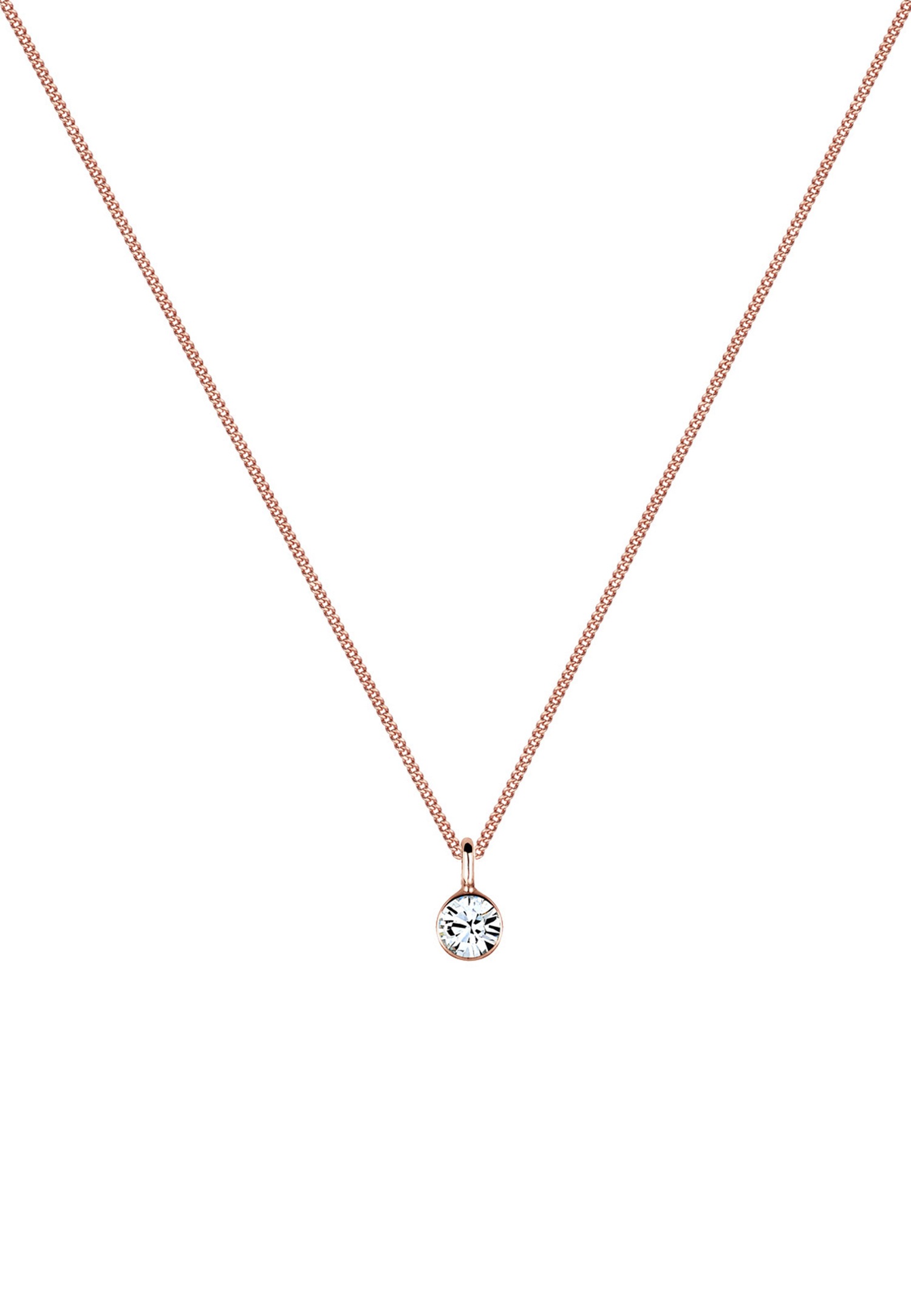 Elli Femmes Basique Pendentif Solitaire avec Cristal en Argent Sterling 925 Plaqué Or Rose