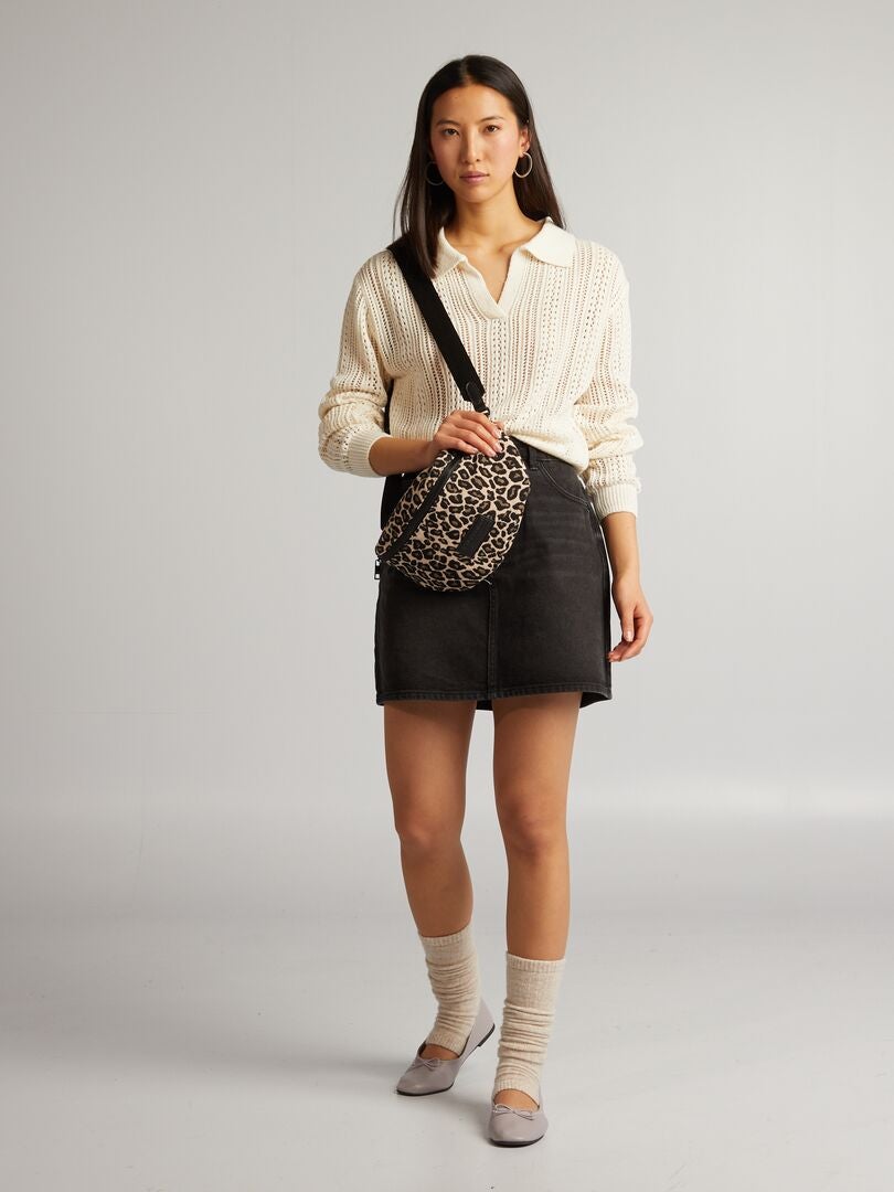 Gehaakt poloshirt - BEIGE