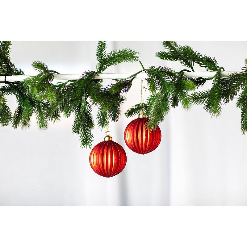 Hjem Julekuler 2-pakning ø 8 cm glass med skogdekorasjon