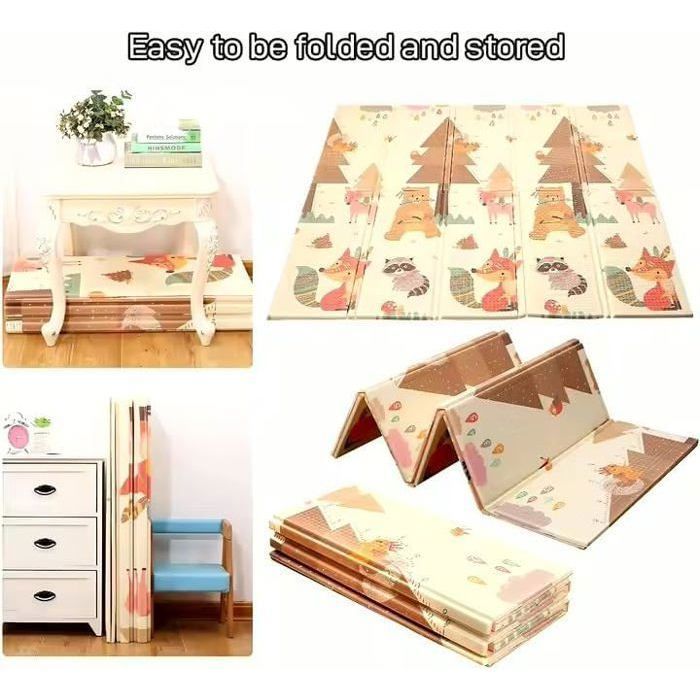 Baby Play Mat 180 x 150 x 1 cm XXL Thick Foam Floor Mat, Foldable and Reversible - 2 Designs -