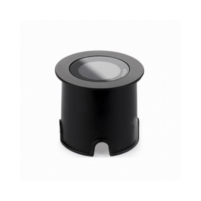 Foco de suelo redondo de aluminio Terra, 24 V - 1 W - Negro