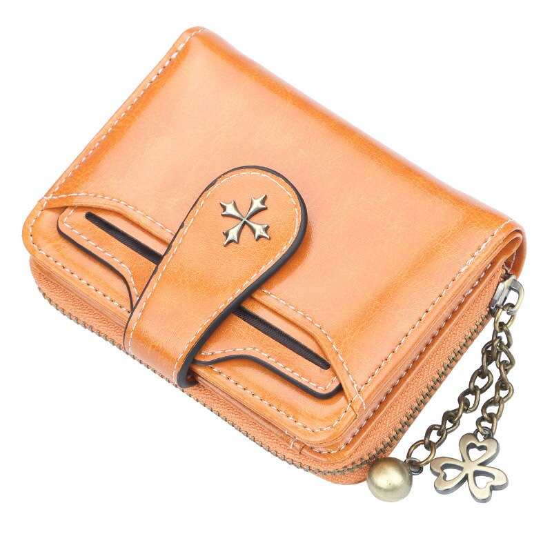 Portefeuille femme grande capacité, portefeuille en cuir, portefeuille zippé, porte-monnaie/porte-cartes avec pendentif tendance, rouge
