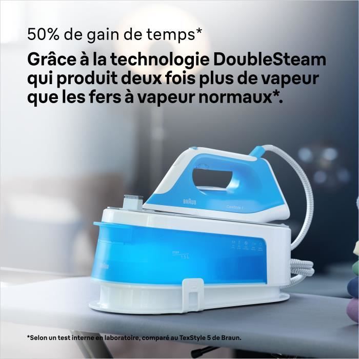 Centrale Vapeur - BRAUN - IS1012BL - Carestyle 1 - 5,5 bars - Pression Vapeur 340 g/min - Contenance 1,5 L