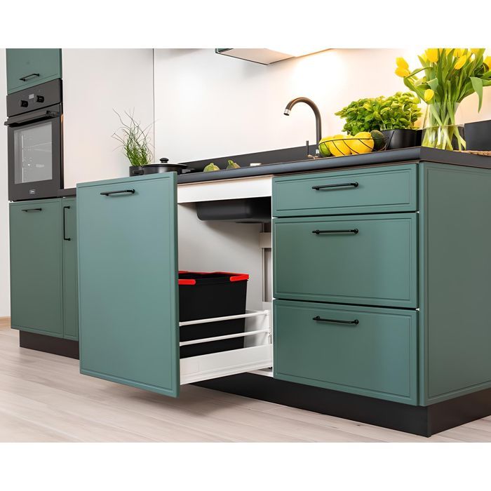 Cuisine complète verte emplacement pour four encastrable 270 cm couleur - LYNN