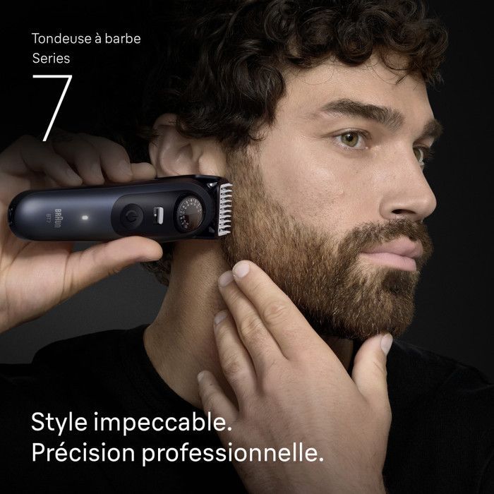 Braun Series 7 Barttrimmer, + 6 Barbieraufsätze, 40 Längeneinstellungen, ProBlade-Klinge, BT7520, Blau