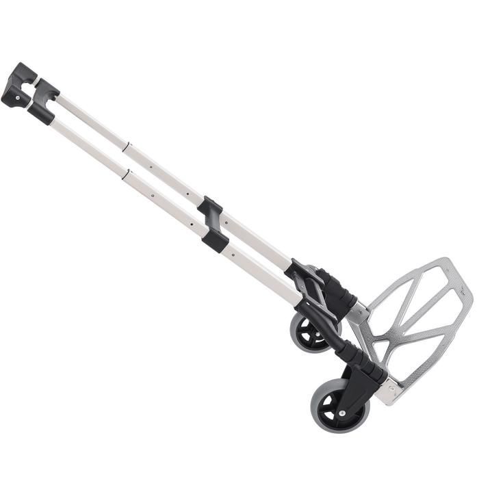 Carretilla de mano HOMCOM - Ligera, plegable y telescópica, con capacidad de carga de 70 kg para transporte y manipulación - Aluminio - Plata y negro