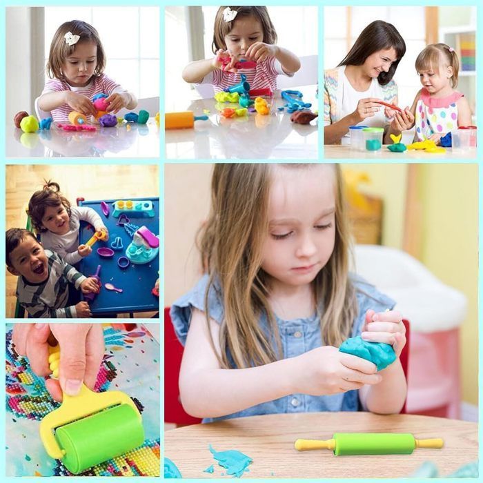 Pâte À Modeler pour Enfants - Accessoires Pâte à Modeler - 21Pcs -Y compris les fleurs,pigeons volants,chiots,Coupeurs et Rouleaux