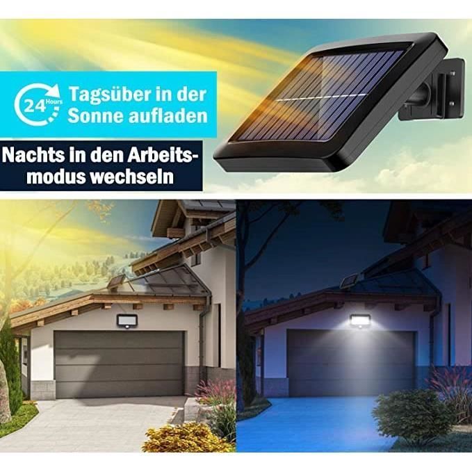 56 LED Lampe solaire d'extérieur avec détecteur de mouvement, étanchéité IP65, angle d'éclairage 120°