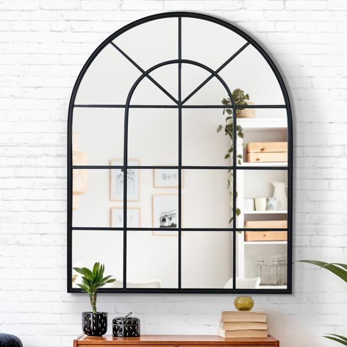 IDMARKET Miroir verrière arche design industriel 80x100 cm