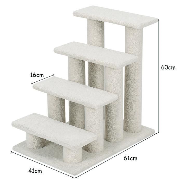 Árbol rascador para gatos COSTWAY de 60 cm, color cachemir, con escalera para mascotas de 4 niveles, capacidad de carga de 45 kg, color beige.