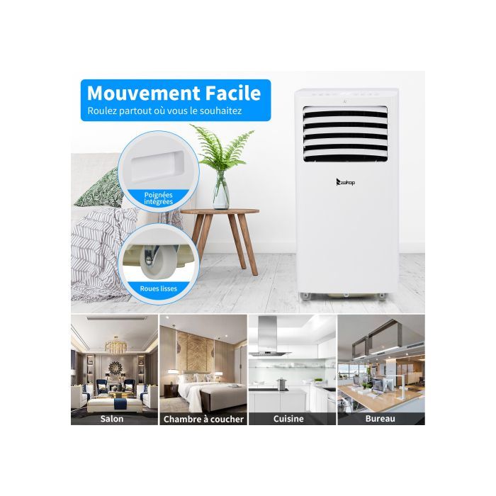 Aire acondicionado portátil - 3,5 kW - 12000 BTU - Temporizador y WiFi - Control remoto - Blanco