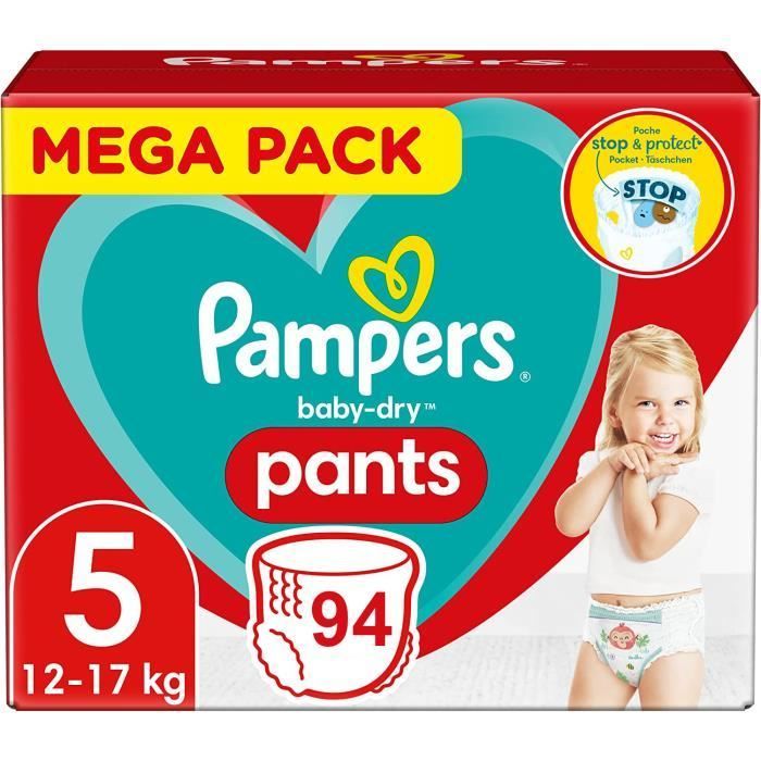 PAMPERS PANTS TALLA 5 PAÑALES BABY-DRY 94 PAÑALES (12-17 KG)