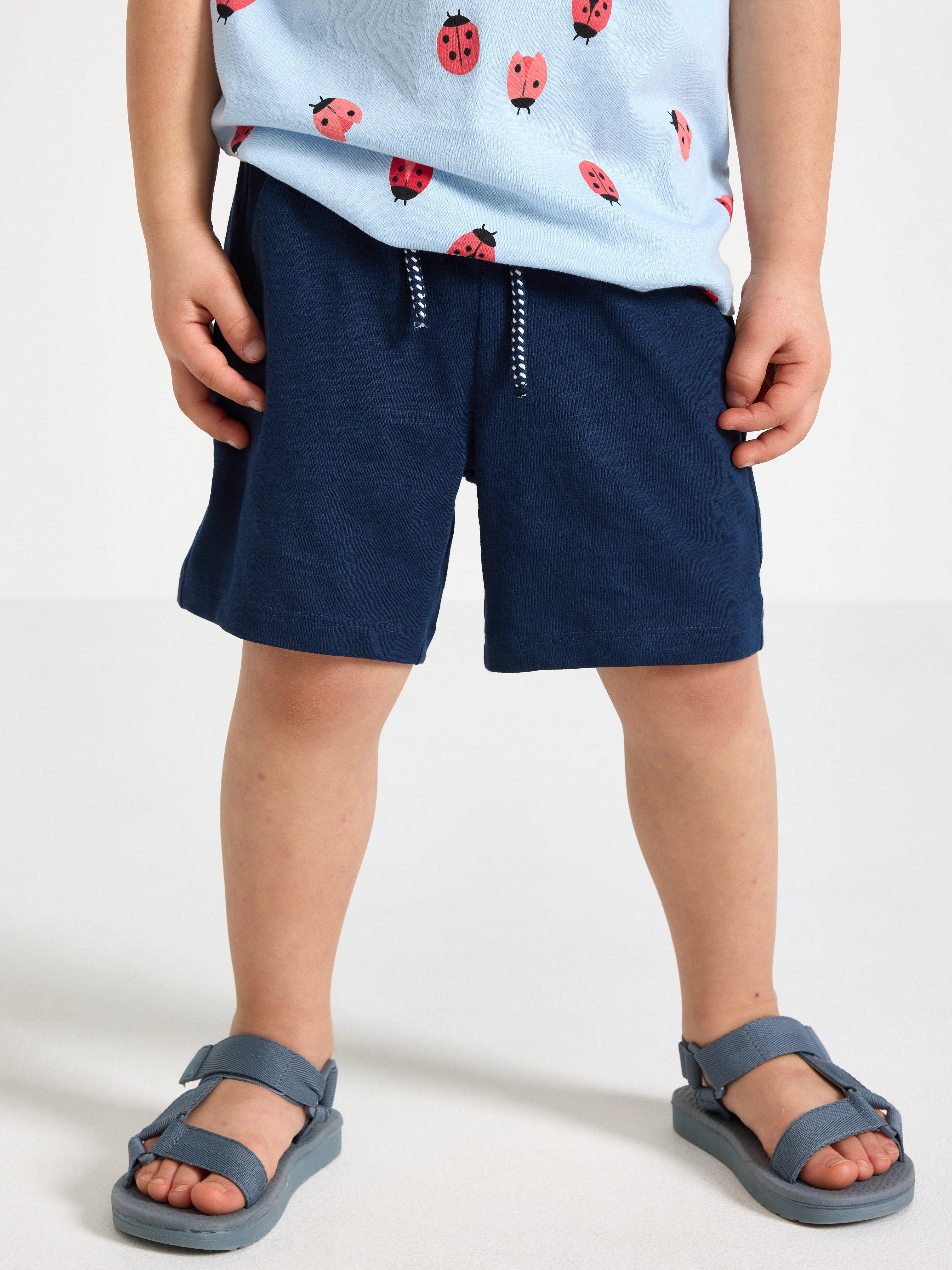 Short en jersey chiné bleu foncé