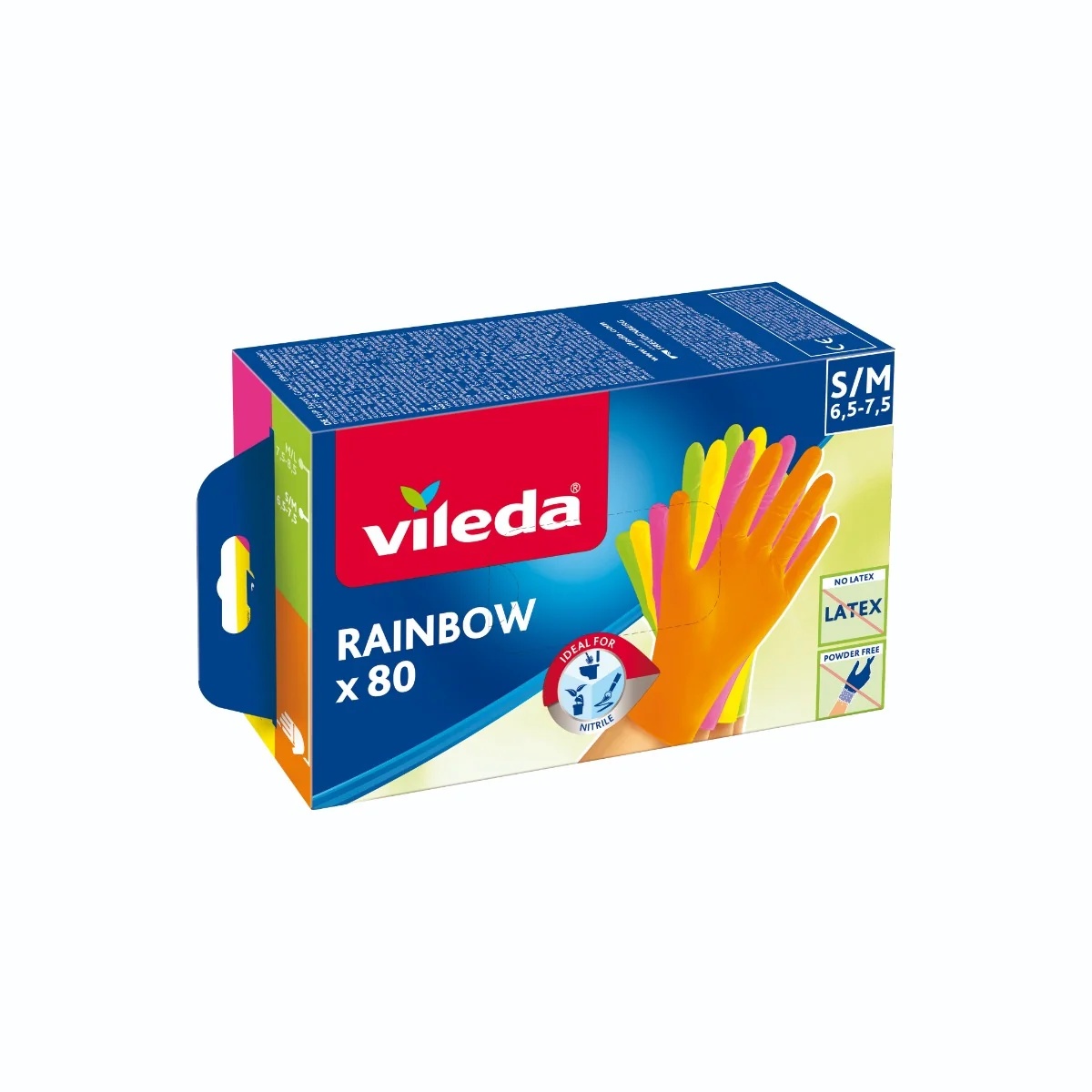 VILEDA Vileda Rainbow handschoenen, 80 stuks, maat S/M, gemaakt van nitril