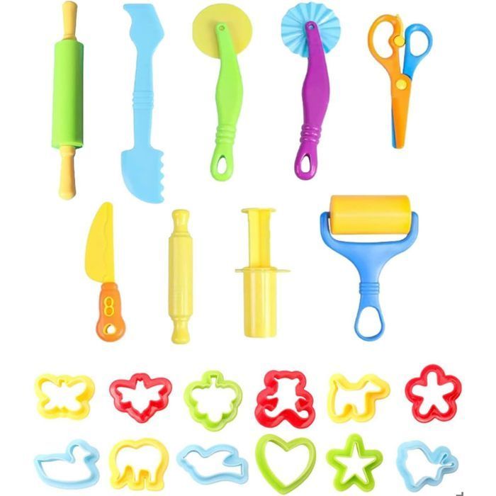 Pâte À Modeler pour Enfants - Accessoires Pâte à Modeler - 21Pcs -Y compris les fleurs,pigeons volants,chiots,Coupeurs et Rouleaux