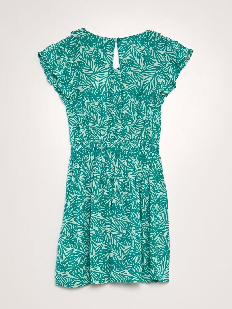 Jurk met ruches en print - GROEN