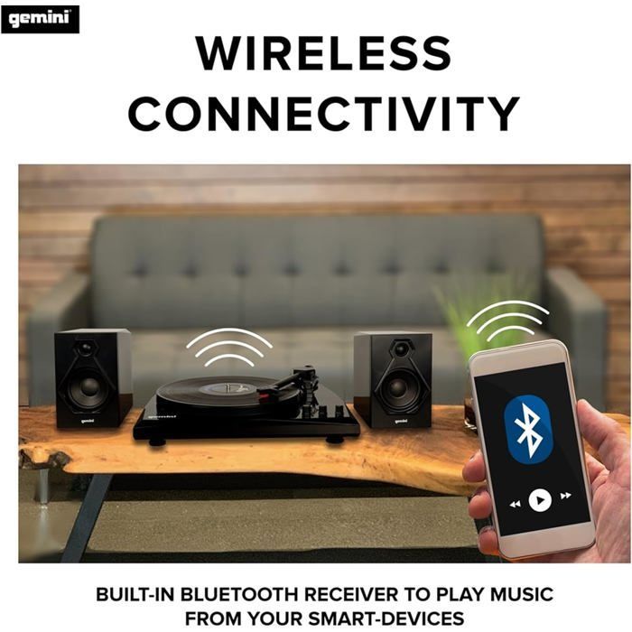 Giradischi Bluetooth TT-900, 3 velocità, controllo del pitch, suono stereo Hi-Fi, nero