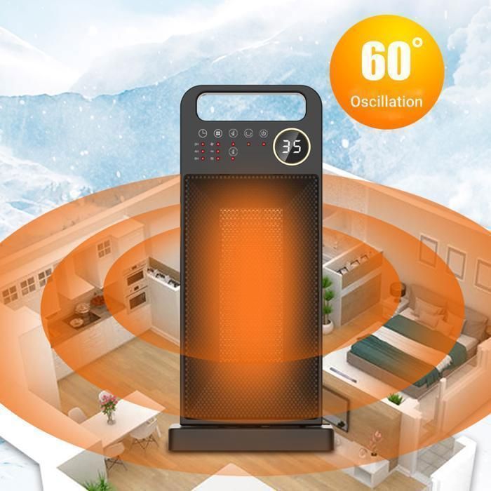 Radiateur Soufflant - FIMEI - 2000W - Télécommande - Oscillation 70° - Minuterie 2-12h